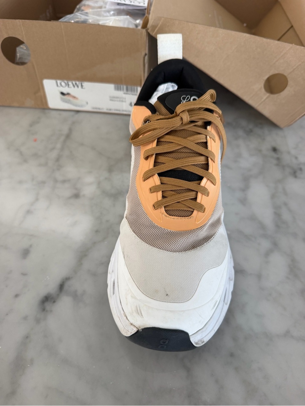 Loewe x OnCloud Cream, Tan & Black Running Sneakers - Picture 9 of 11